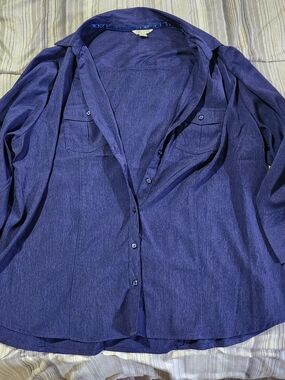 Cato Women's Deep Blue Button-Front Blouse